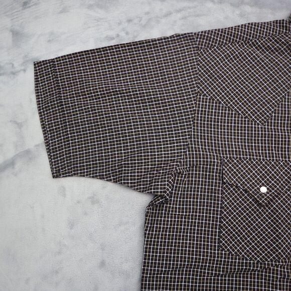 Plains Western Shirt Mens M Blue Plaid Pearl Snap Wear Button Up Cowboy - Picture 7 of 13